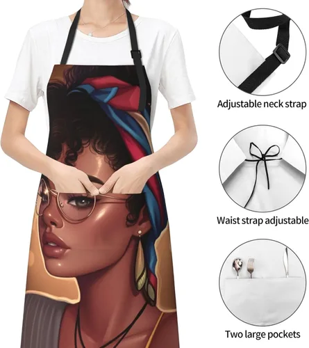 Miniatura 3 de Perinsto Waterproof Apron with 2 Pockets Kitchen Chef Aprons Bibs for Cooking Baking