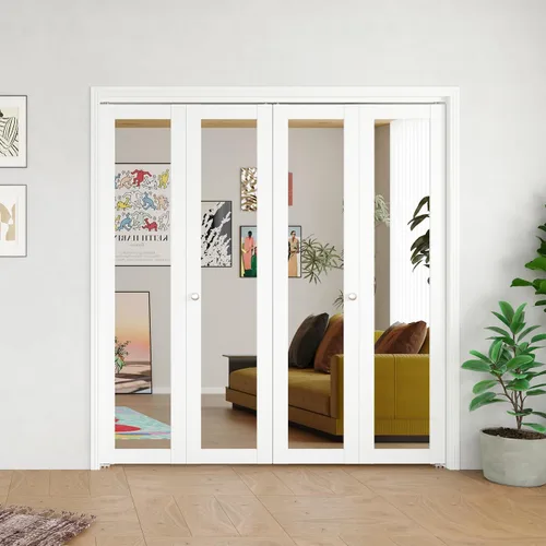 Miniatura 16 de BARNER HOME Puertas plegables, puertas de armario con espejo completo para abertura de 48" (doble 24") x 80", puerta plegable interior para despensa