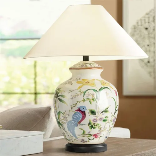 Miniatura 4 de BGGJJ Lamp for Desk Indoor Retro Flower and Bird Pattern Ceramic Table Lamp Interior Decorative Lamp Practical Bedroom Bedside Lamp Desk Lamps for