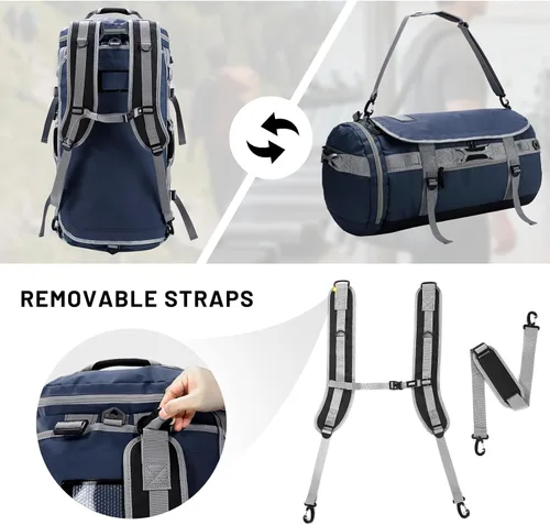 Miniatura 2 de MIER Mochila deportiva grande con compartimento para zapatos, resistente y resistente al agua, azul marino, 45L