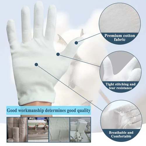 Miniatura 2 de 24 guantes hidratantes de algodón para mujeres y niños, manos secas y eczema, guantes de tela blanca reutilizables y elásticos