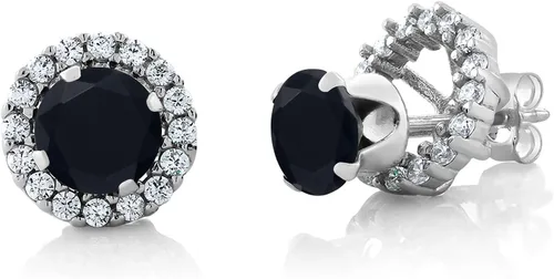 Miniatura 7 de Gem Stone King Aretes redondos de plata de ley 925 de 0.236 in con piedra natal extraíble para mujer