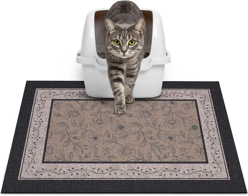 Miniatura 53 de Glittme Alfombrilla de Arena para Gatos con Base Antideslizante, Alfombrilla de Caja de Arena Impermeable que Atrapa la Arena, Fácil de Limpiar