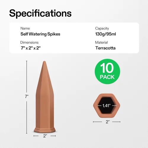 Miniatura 8 de VIVOSUN 10 estacas de riego automático, estacas hexagonales de riego de terracota de 7 pulgadas, dispositivo de riego automático, inserto de maceta