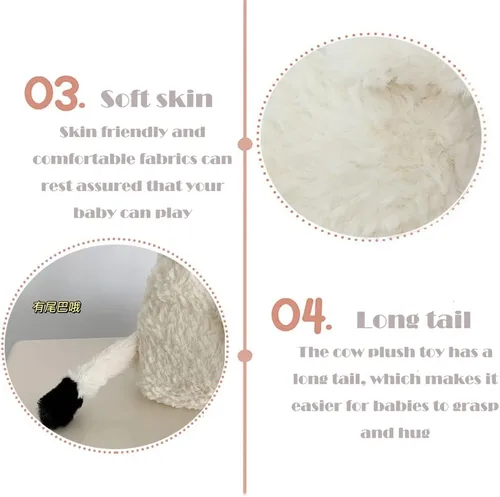 Miniatura 4 de Animal de peluche de vaca de 9 pulgadas, lindo juguete de peluche de vaca suave, regalos para niñas, niños