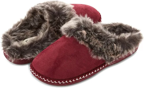 Miniatura 8 de Floopi Pantuflas de casa para mujer, con forro de piel azteca, pantuflas acogedoras de espuma viscoelástica con suela antideslizante para interiores