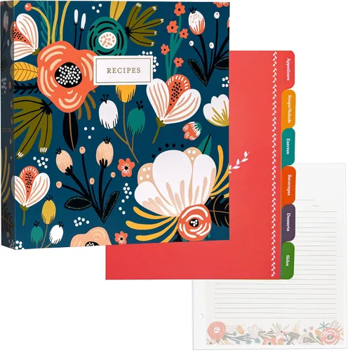 Miniatura 12 de Jot & Mark - Organizador de recetas con 3 anillos (Cosecha otoñal) 50 tarjetas de recetas de 4 x 6, separadores de página completa y protectores