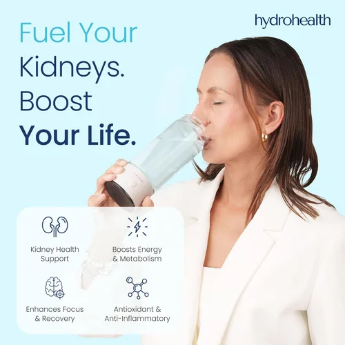 Miniatura 5 de Hydrohealth Botella de agua de hidrógeno para la salud renal, hígado, corazón e intestino 1600 PPB con filtro avanzado de tecnología SPE/PEM