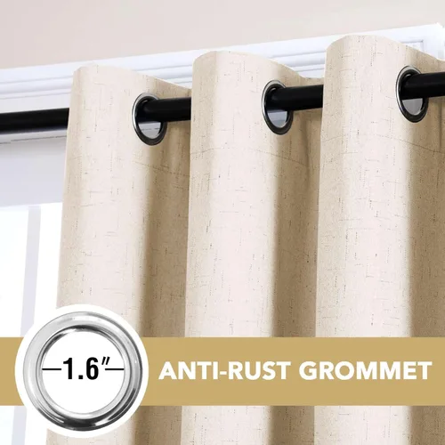 Miniatura 70 de H.VERSAILTEX - Cortina opaca 100 % de lino de 108 pulgadas de largo para dormitorio, con aislamiento térmico, lino texturizado, ahorro de energía