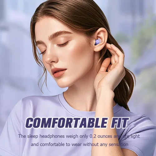 Miniatura 5 de Audífonos invisibles pequeños para dormir, color morado, inalámbrico, Bluetooth, cómodos, para dormir de lado, pequeños, pequeños, discretos, Púrpura