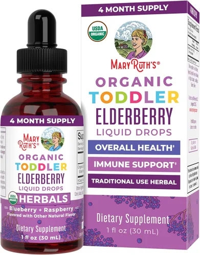 MaryRuth's Jarabe de saúco para niños pequeños | USDA orgánico | Gotas líquidas de saúco negro para apoyo inmunológico | Sambucus saúco para la