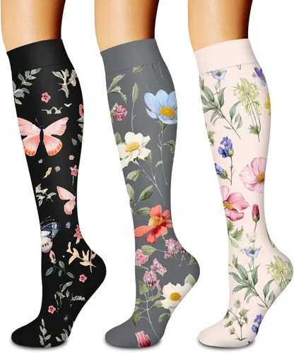 Miniatura 51 de Paquete de 3 pares de calcetines de compresión médica para mejorar la circulación de mujeres y hombres, para correr, hacer deporte y amamantar