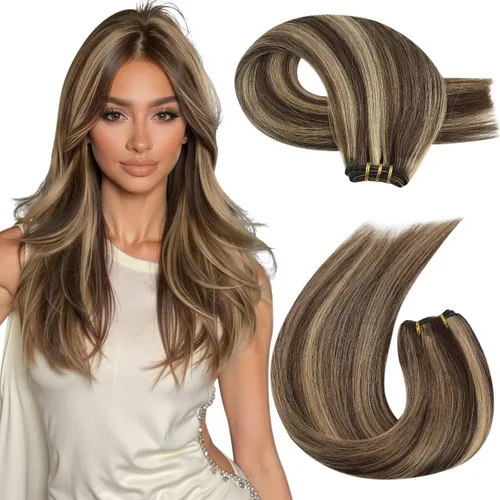 Miniatura 10 de Moresoo - Extensiones de cabello humano real cosidas, Remy, lacio, doble trama, color negro jet, 14 pulgadas, 3.53 onzas