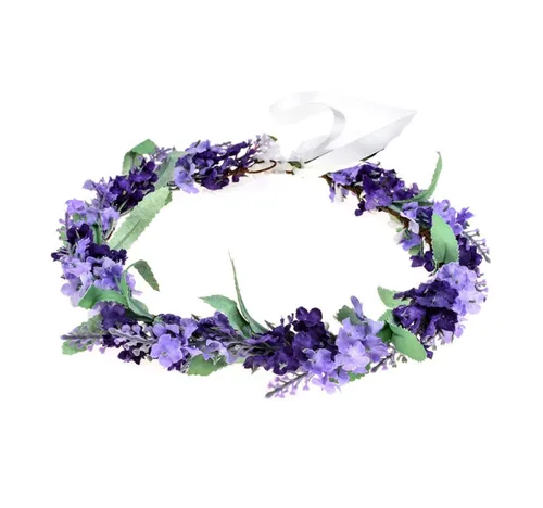 Miniatura 10 de Vividsun Corona floral de hoja verde para boda, corona de flores nupciales, accesorios de maternidad para fotos (A blanco)
