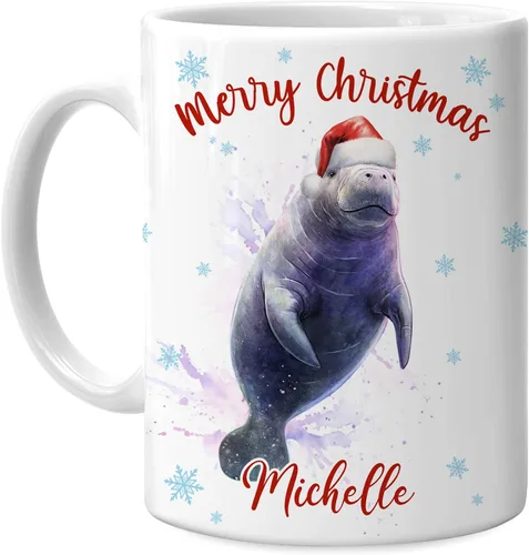 Miniatura 9 de Hyturtle Regalos personalizados para amantes de los ajolotes – Taza de café de cerámica con nombre personalizado de Feliz Navidad de 11 oz – Lindo