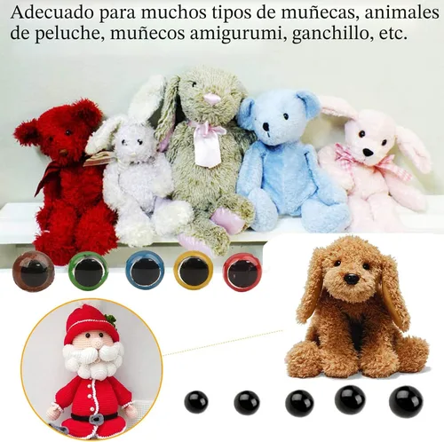 Miniatura 5 de Safety Eyes - 796 ojos y nariz de seguridad de plástico, ojos de muñeca negros de 0.23 a 0.78 pulgadas con arandelas, nariz de oso de varios