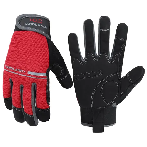 Miniatura 25 de Handlandy - Guantes de trabajo para hombre y mujer, para mecánicos, de seguridad, de uso general, aptos para pantalla táctil, guantes de trabajo