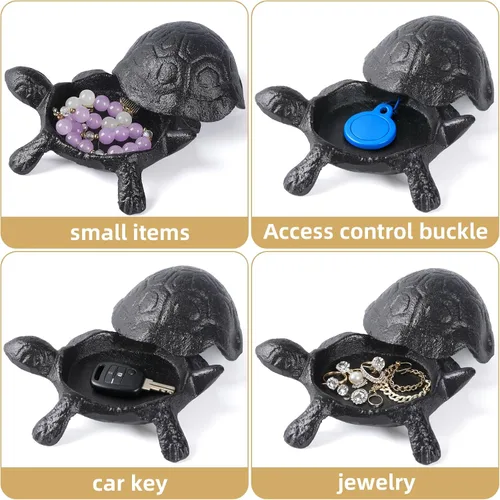 Miniatura 4 de Llavero de tortuga de hierro fundido, decorativo para interiores y exteriores, para jardín, patio, joyas, baratijas, cajas fuertes de desviación
