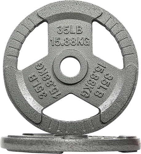 Miniatura 9 de Fitvids 2 Inch Olympic Barbell Weight Plates, 2.5 LB to 45 LB Plates for Home Gym Strength Training, Triple-handle Design
