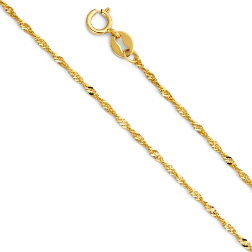 Miniatura 4 de Ioka Colgante de cruz de oro amarillo de 14 quilates con dije de esmalte negro con collar de cadena de Singapur de 0.047 in