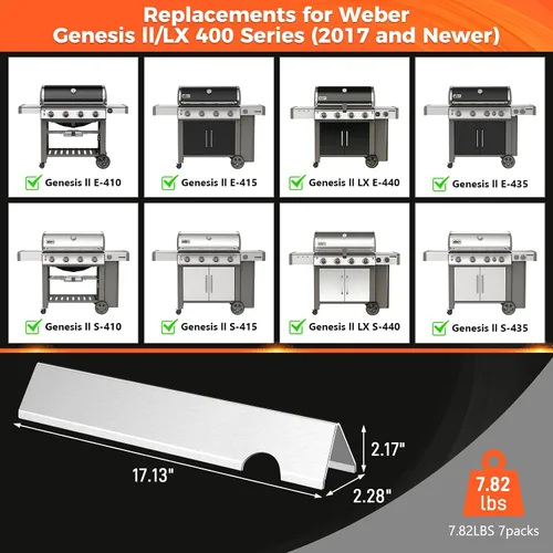 Miniatura 2 de QuliMetal 66033 Barras aromatizantes para Weber Genesis II E-410/E-415/E-435, piezas de parrilla para parrillas de gas Weber GS4 Genesis II LX serie