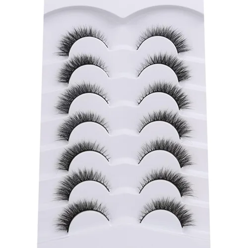Miniatura 42 de Pooplunch - Pestañas postizas finas de visón sintético, estilo ojo de gato, naturales, cruzadas, tipo racimo, efecto 8D de volumen, tiras