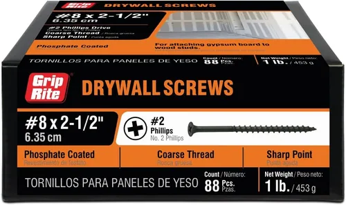 Miniatura 10 de Grip-Rite 1CDWS1 #6 X 1" Phillips Bugle Head Coarse Thread Sharp Point Tornillo para Paneles de Yeso, Caja de 1 libra