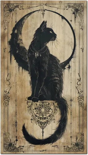 Miniatura 8 de Letrero colgante retro de Halloween en madera, arte de pared gótico de gato negro y luna con 2 ganchos en la parte posterior, obra de arte