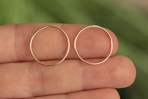 Miniatura 147 de Aretes de aro de oro de plata – Aretes de aro para mujer, dos piezas de aros de plata fina rellenos de oro, aro de hélice, anillo de tragus, aro