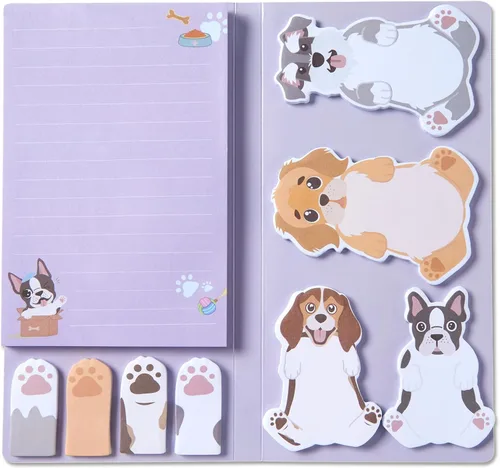 Miniatura 15 de Hommie Set de notas adhesivas de perro, pestañas divisoras de notas adhesivas para planificador, 300 hojas, marcadores de animales bonitos