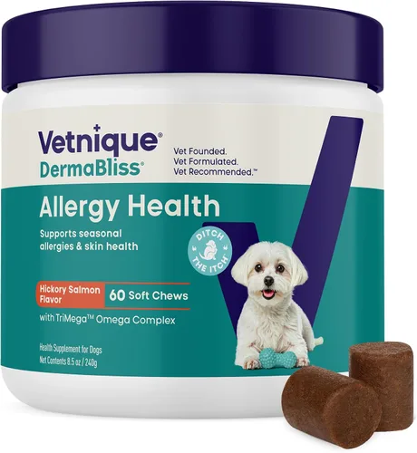 Miniatura 15 de Vetnique Dermabliss - Masticables para alergias para perros con fuerza avanzada para aliviar la picazón y la piel, suplemento antipicazón
