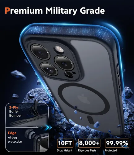 Miniatura 1591 de FNTCASE Funda para iPhone 13 Pro-Max: Fundas magnéticas transparentes compatibles con Magsafe Slim anti amarillamiento protección contra caídas