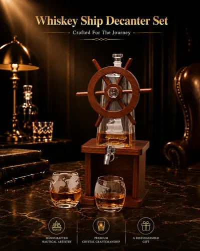 Miniatura 5 de Jillmo Juegos de decantadores de whisky para hombres, decantador de licor de 42.3 fl oz, regalos para hombres