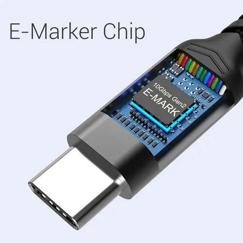 Miniatura 6 de Cable USB C corto de 100W 3.1 ángulo recto [1.5 pies, 2 paquetes], carga rápida de 5A, cables con chip E-Marker de datos de alta velocidad 10Gbps