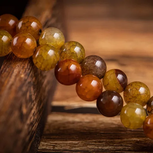 Miniatura 5 de 100 cuentas de ágata marrón con bandas de 0.315 pulgadas para la fabricación de joyas, cuentas redondas de piedra natural para bricolaje collares
