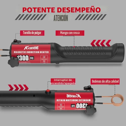 Miniatura 5 de Calentador de inducción de 1300 W 110 V, extracción de pernos, herramienta de calentador de inducción magnética de mano con 5 bobinas