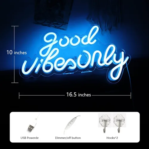 Miniatura 3 de Letreros de neón Good Vibes Only para decoración de pared, luces LED de neón, letreros adecuados para sala de estar, bar de cerveza, sala