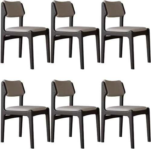 Miniatura 21 de YVYKFZD Wooden Dining Chairs Set, Leather Dining Room Chair with Back, Upholstered Kitchen Chairs, Armless Living Room Chair, for Bedroom Offices