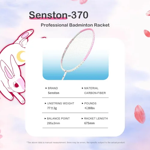 Miniatura 7 de Senston Raqueta de bádminton N80 Raqueta de bádminton de fibra de carbono, sola raqueta de bádminton profesional