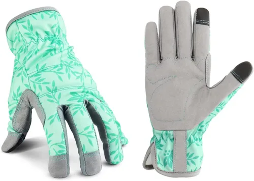 YRTSH Guantes de cuero para jardinería para mujer, guantes de jardín flexibles y transpirables, guantes de trabajo a prueba de espinas para