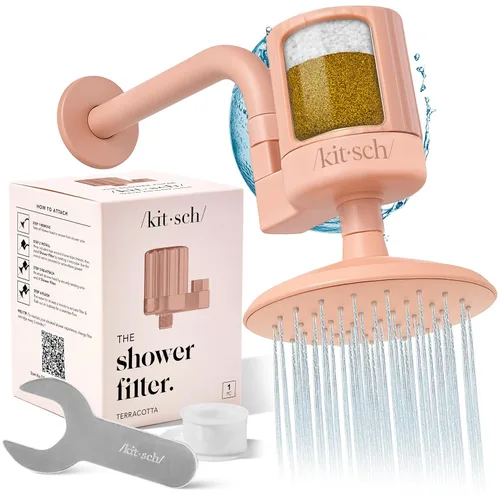 Miniatura 12 de Kitsch Filtro de cabezal de ducha para agua dura, filtro de ducha con KDF-55 y sulfito de calcio, ayuda a reducir el cloro y las impurezas