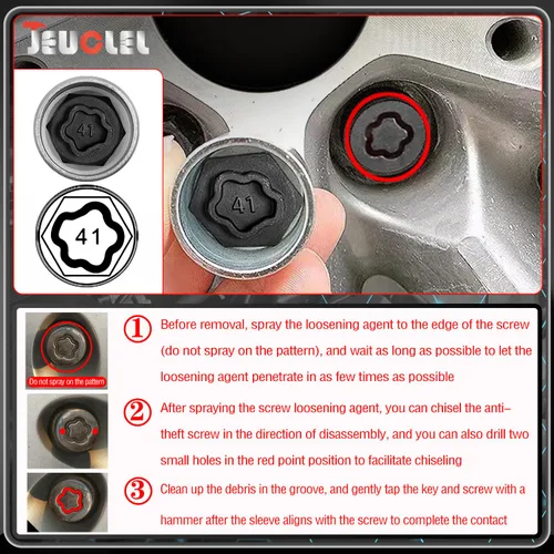 Miniatura 3 de Kit de llave de tuerca de bloqueo de rueda de 21 piezas compatible con la serie BMW, juego de adaptadores de tuercas de bloqueo de rueda
