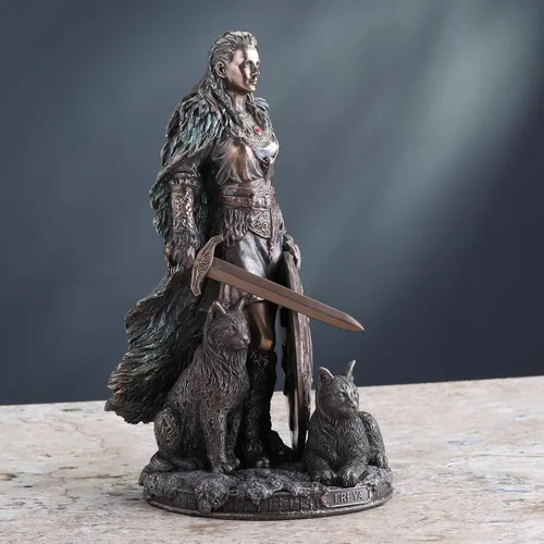 Miniatura 7 de Veronese Design 8 1/4 Shield Maiden Freya Diosa nórdica del Amor Belleza y Guerra Escultura de resina fundida en frío Estatua con acabado de bronce