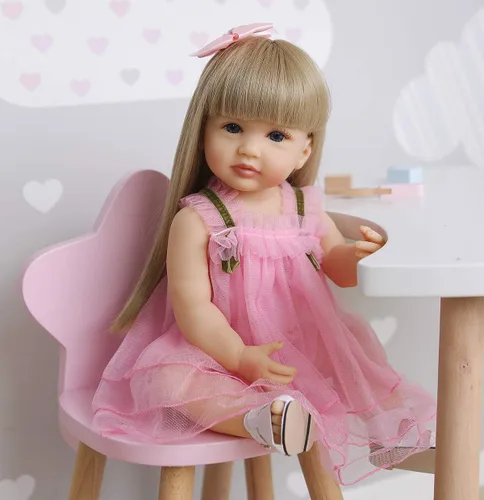 RXDOLL Muñecas reborn de bebé de cuerpo completo de silicona y vinilo, niña de 22 pulgadas / 55 cm, muñeca realista y recién nacida, bebé de aspecto