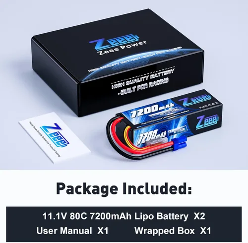 Miniatura 6 de Zeee 3S Lipo Batería 7200mAh 11.1V 80C con conector EC5 Estuche rígido Batería compatible con RC Car RC Truck RC Boat LOSI Associated Racing Hobby