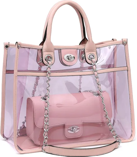 Miniatura 11 de MARCO M KELLY Bolso Grande Transparente Aprobado para Estadios para Mujeres, Bolso de Mano Transparente para Eventos en Estadios, Bolso Bandolera 2