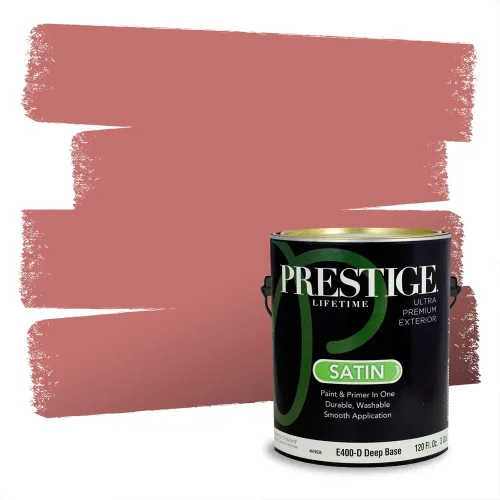 Miniatura 441 de Prestige Paints Pintura exterior e imprimación en uno, 1 galón, plano, coincidencia comparable de Valspar* Amber Rose*