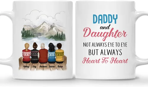 Miniatura 28 de Gossby Taza personalizada (3 hijas) Thank You Dad For Everything, taza personalizada para papá, de regalo, día del padre, cumpleaños, 11 onzas, 15 3