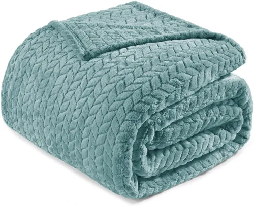 Exclusivo Mezcla - Manta de forro polar tamaño King para cama, 90 x 104 pulgadas, mantas suaves y acogedoras de franela jacquard, ligeras, mullidas
