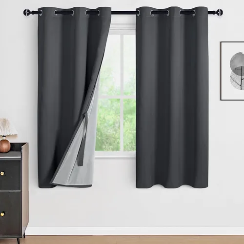 Miniatura 99 de DWCN Cortinas 100% opacas de 84 pulgadas de largo para dormitorio con forro negro, paneles de cortina de ventana de doble capa con aislamiento Azul